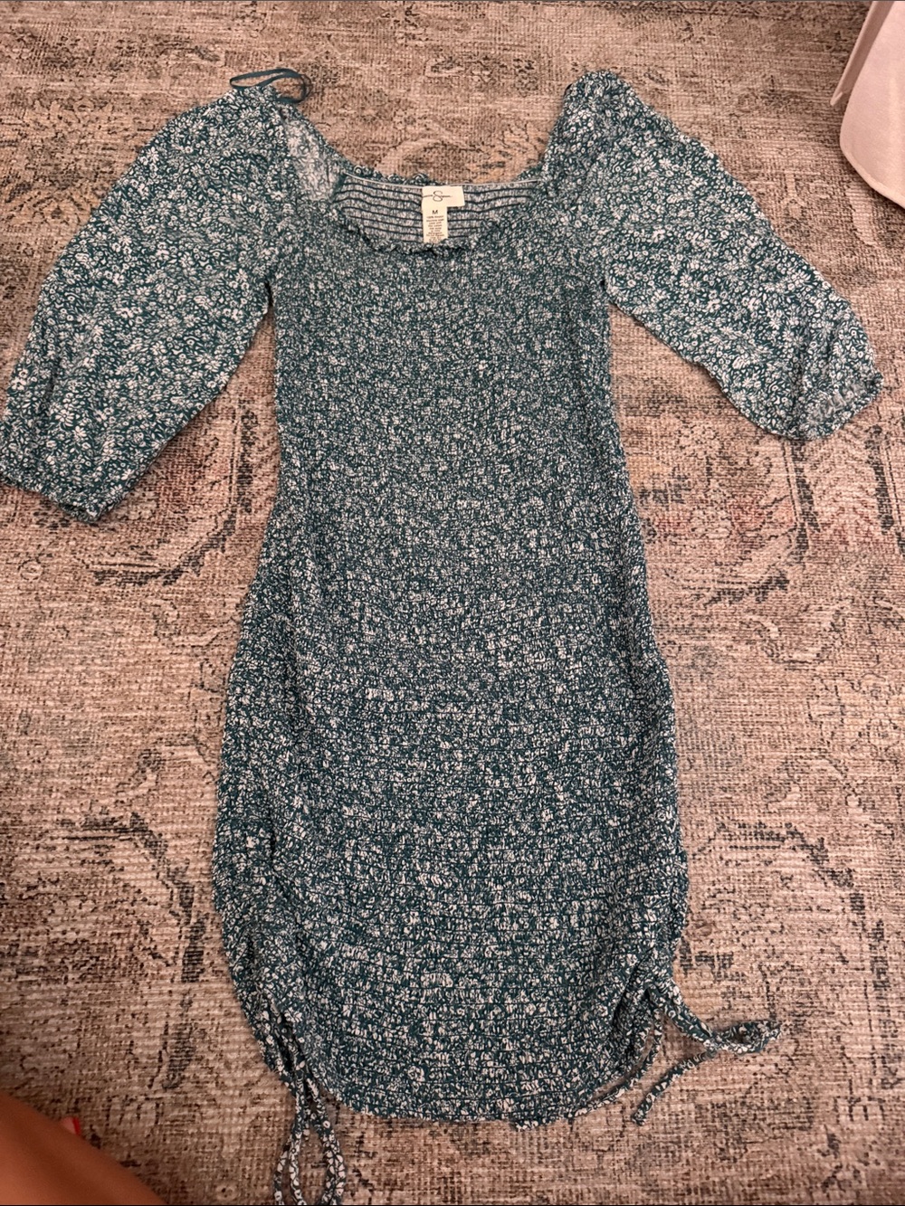 Jessica Simpson floral Smocked Midi Dress in Teal